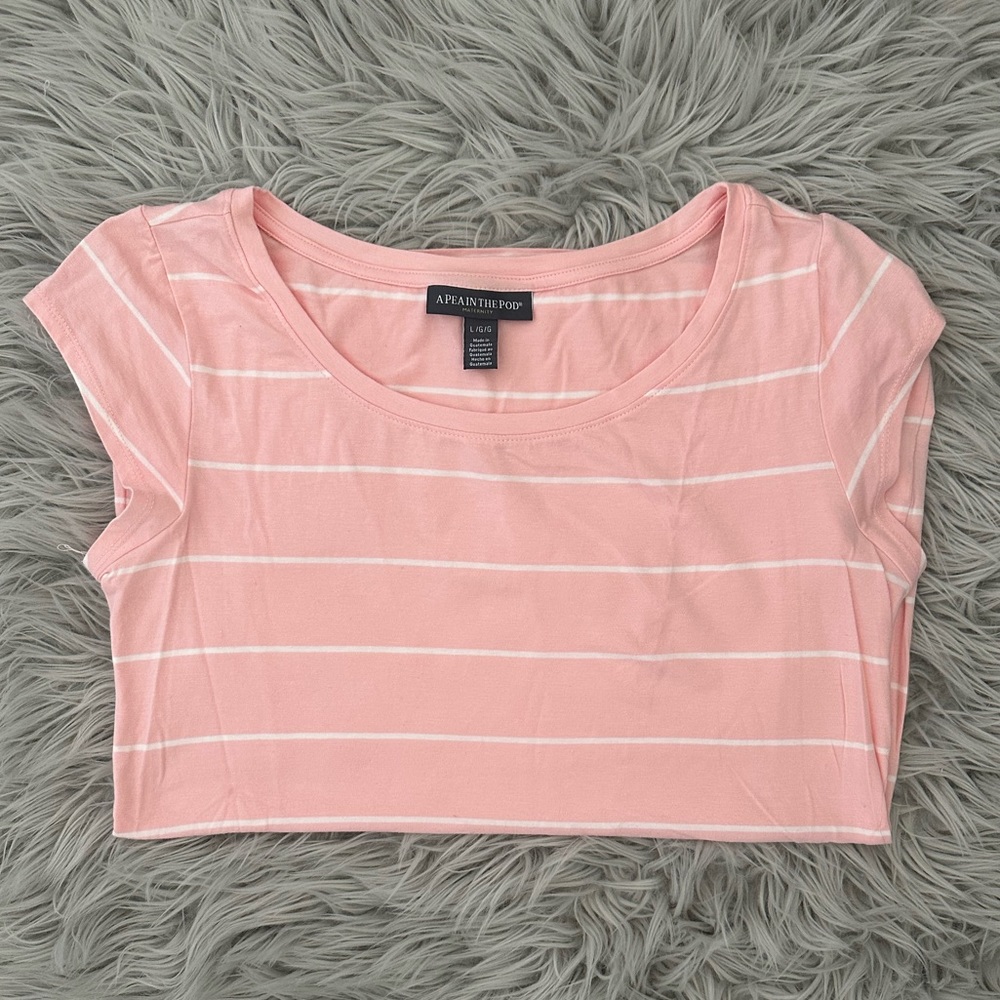 Pea in the Pod salmon color stripe tee
